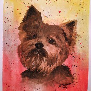 Original Yorkshire terrier watercolor painting